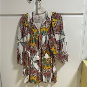 Mille saffron kalediscope resort luxury Bohemian Paisley Tunic Dress